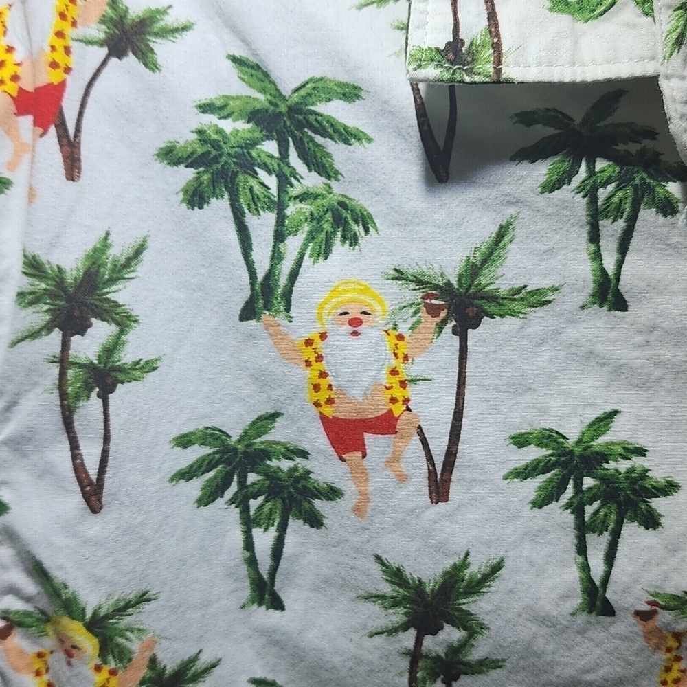 Ricky Singh Denim & Flowers Button Up Shirt Santa Hawaiian Christmas Large - Picture 3 of 6
